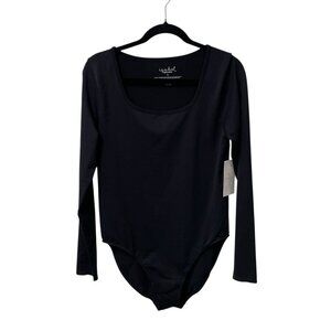 ISABEL MATERNITY BODYSUIT SQUARE NECK STRETCH SIZE L BLACK LONG SLEEVE NWT